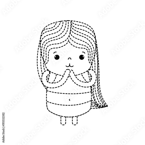 dotted shape girl wth long hair and tender face