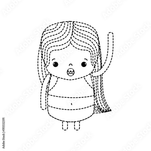 dotted shape girl wth long hair and amazed face