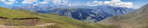 Mountain road on the plateau of Assy. Kazakhstan, Almaty region.
