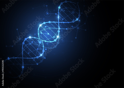 Science template  wallpaper or banner with a DNA molecules.