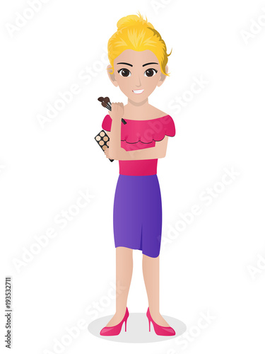 Female  Make Up Artist Holding Brush Eyeshadow 