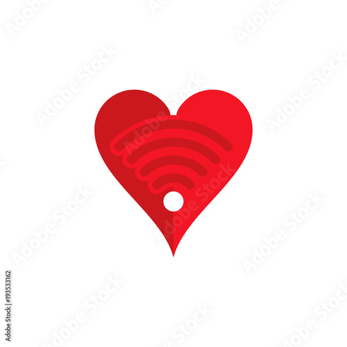 Fototapeta Naklejka Na Ścianę i Meble -  Wifi Love Logo Icon Design