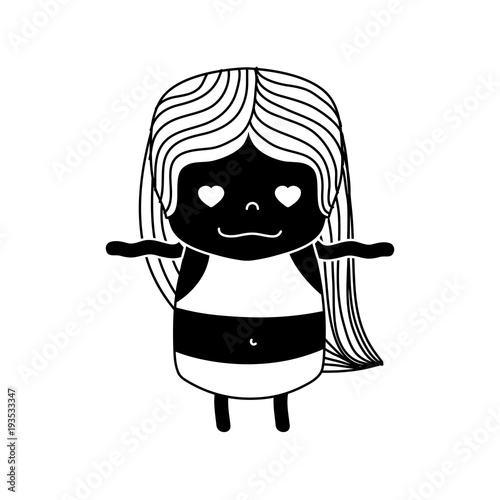 contour girl wth long hair and in love face