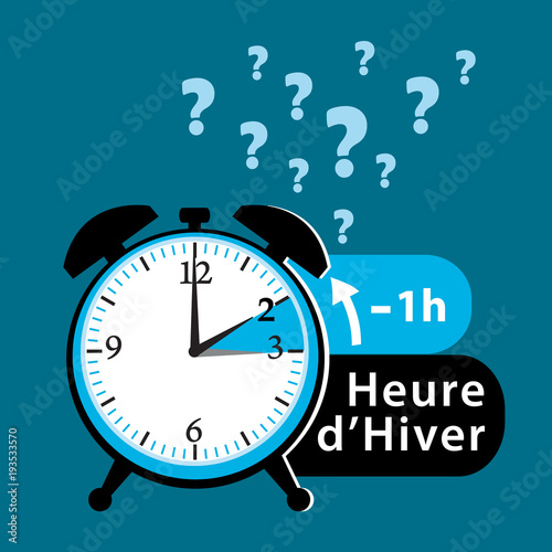 Question date heure d'hiver. Changement d'heure. Illustration vectorielle.