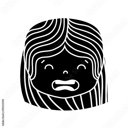 contour girl head with hairstyle and disgusted face