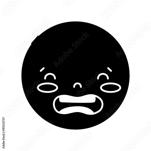 contour kawaii head with cute disgusted face