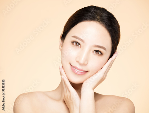 young smiling woman with clean fresh skin.