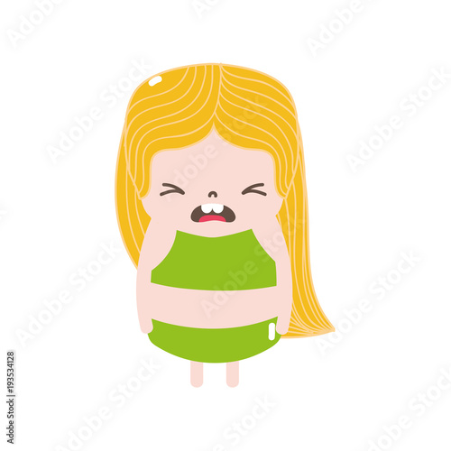 full color girl wth long hair and pity face