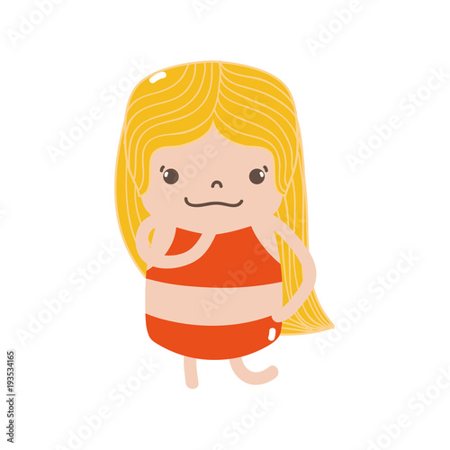 full color girl wth long hair and thinking face