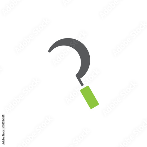 Sickle icon vector, filled flat sign, bicolor pictogram, green and gray colors. hook symbol, logo illustration