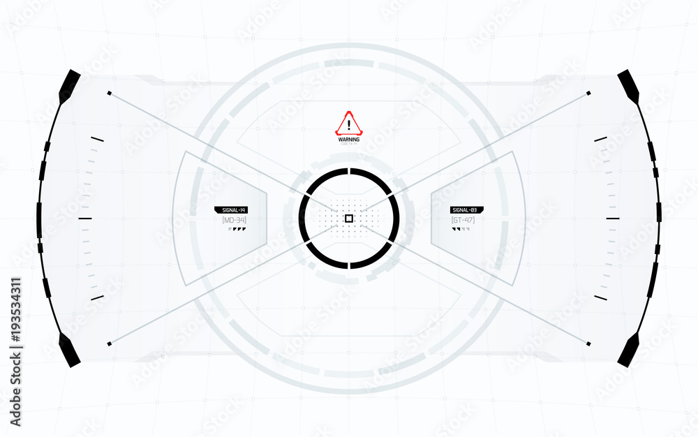 Sci-Fi Concept of Future Vector HUD Interface Screen. Virtual Reality View Display. Hologram Technology