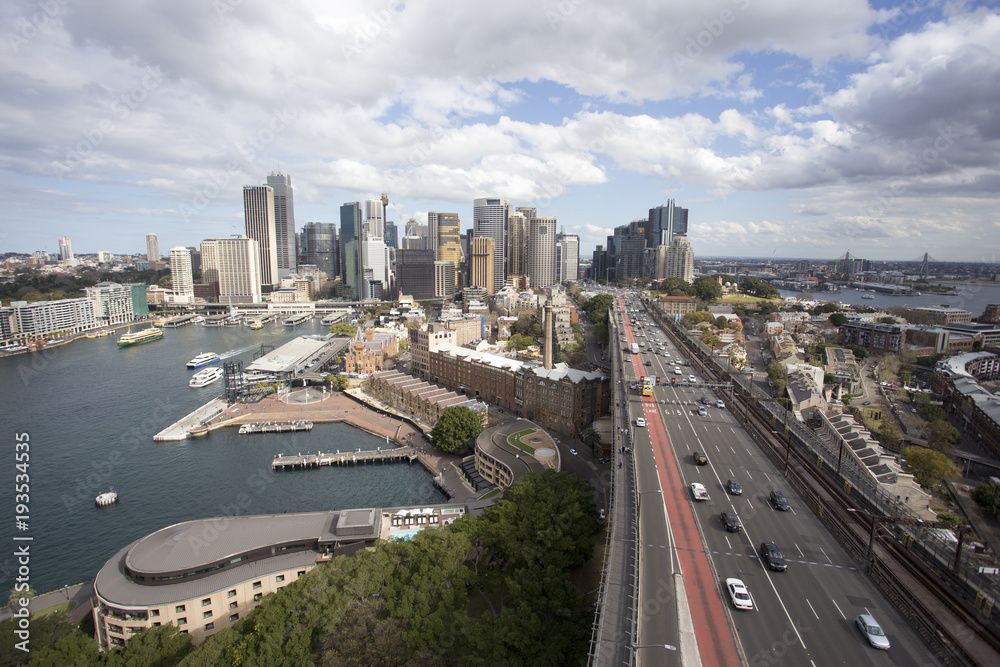 Sydney, New South Wales / Australia - August 29 2017: Sydney noon skyline with good light on city buildings