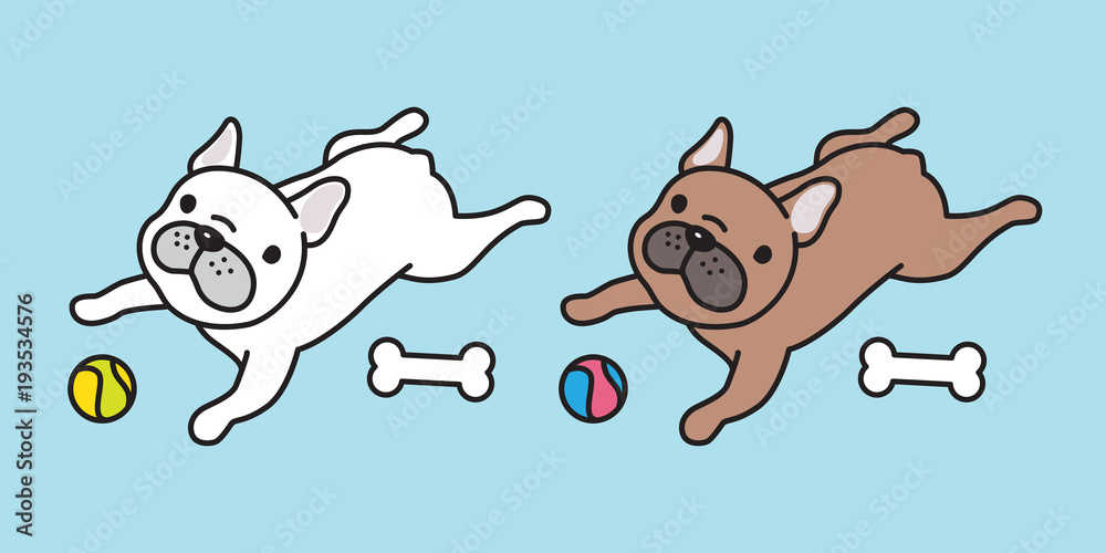 Obraz premium dog vector french bulldog icon logo bone ball toy character cartoon illustration