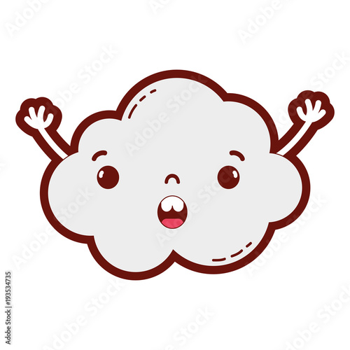 line color surprised and cute cloud kawaii weather with arms photo