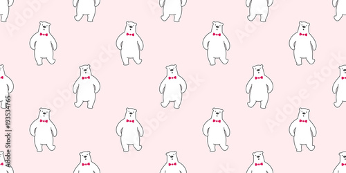 Bear seamless polar bear vector pattern isolated bow tie wallpaper background