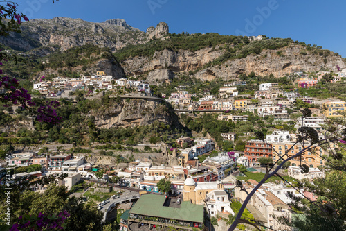 Small town of Positano along Amalfi coast with its many wonderful colors and terraced houses  Campania  Italy.