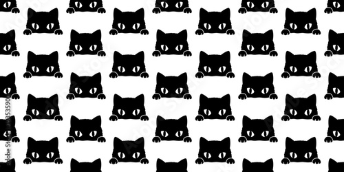 cat seamless pattern vector black cat isolated wallpaper background