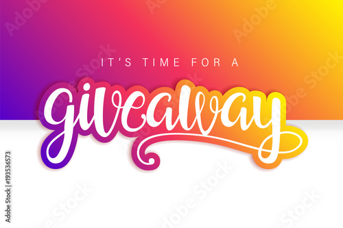 Giveaway Banner Card with Lettering. Colorful design. photo