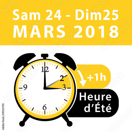 Date du passage à l'heure d'été 2018. Illustration vectorielle II. 