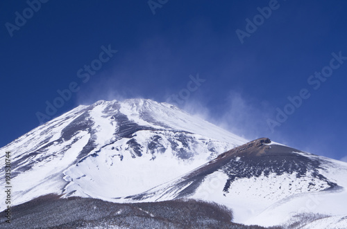 冬の嵐、富士山と宝永山