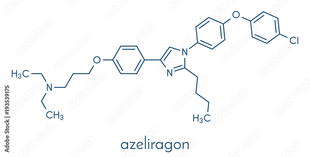 Azeliragon Alzheimer's disease drug molecule. Skeletal formula.