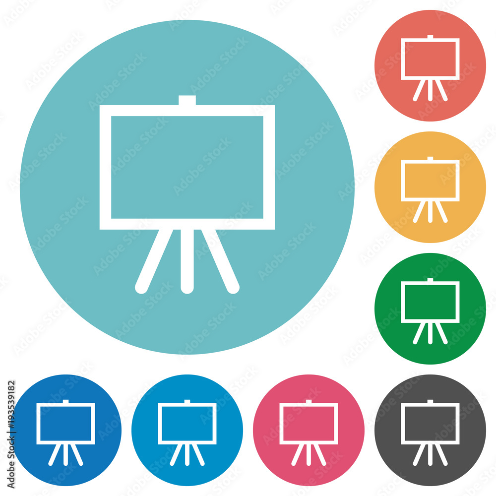 Easel with blank canvas flat round icons Easel with blank canvas flat round icons