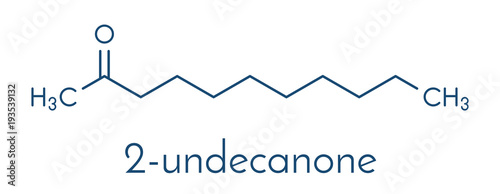 Methyl nonyl ketone (2-undecanone) insect repellent molecule. Skeletal formula.