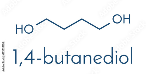 1,4-Butanediol solvent and recreational drug molecule. Skeletal formula.