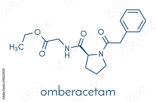 Omberacetam nootropic drug molecule. Skeletal formula.