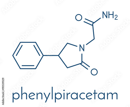 Phenylpiracetam drug molecule. Skeletal formula.