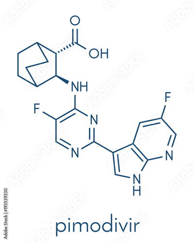 Pimodivir influenza drug molecule. Skeletal formula.