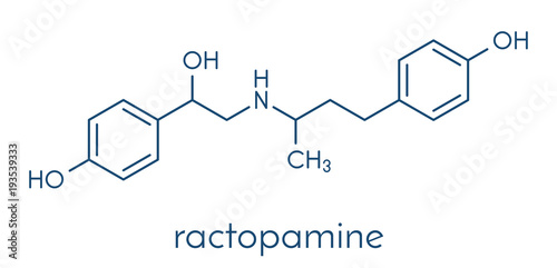 Ractopamine feed additive molecule. Skeletal formula. photo