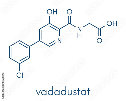 Vadadustat drug molecule.  Skeletal formula.