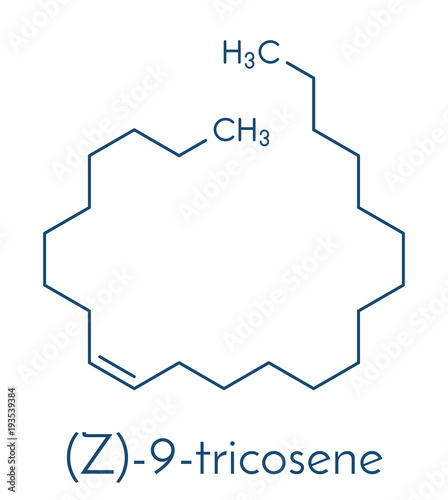 (Z)-9-Tricosene (muscalure) house fly sex pheromone molecule. Used to trap house fly. Skeletal formula.
