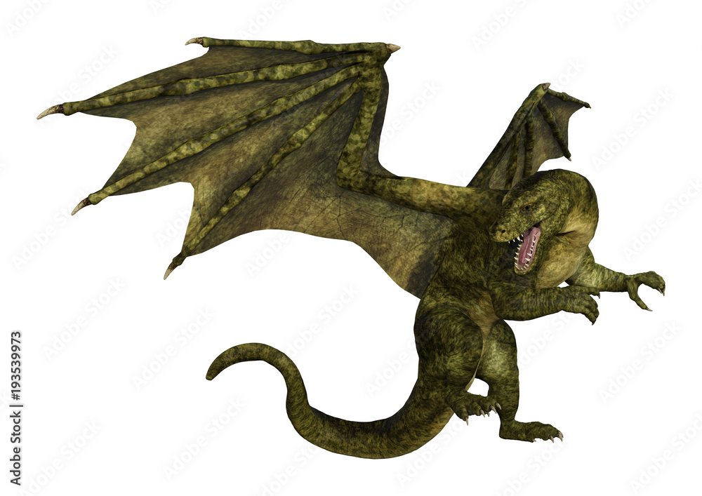 3D Rendering Fantasy Dragon on White 3D Rendering Fantasy Dragon on White