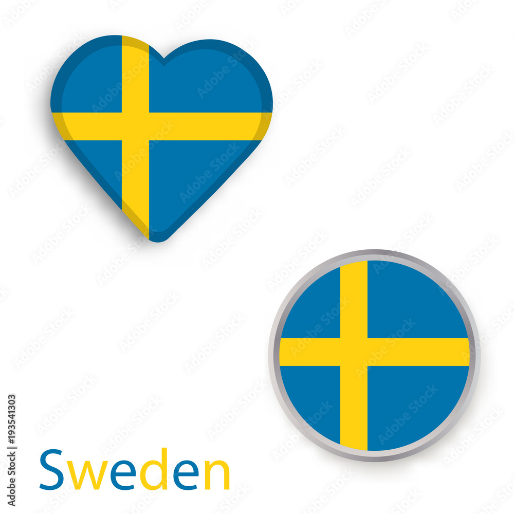 Heart and circle symbols with flag of Sweden. Heart and circle symbols with flag of Sweden.