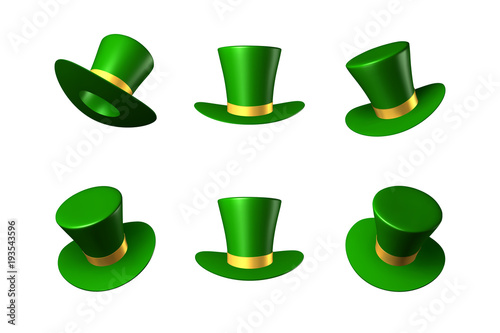 Vector illustration for St. Patrick's Day - green hat with a gold ribbon cylinder