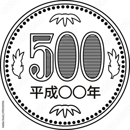 500 yen coin Black and White.eps