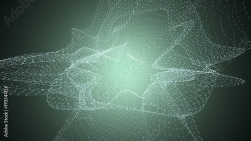 Molecule model with connected lines with dots on dark background. Medicine, technology, chemistry or science background. Scientific or medical background with molecules and atoms. 3d illustration.