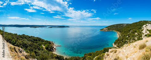 Panoramic view of Adriatic Sea near town Lopar on island Rab in Croatia