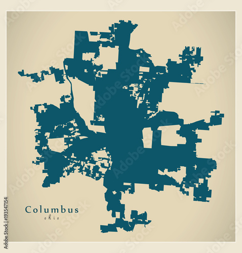 Modern Map - Columbus Ohio city of the USA