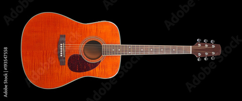 Musical instrument - Flame maple acoustic guitar black background