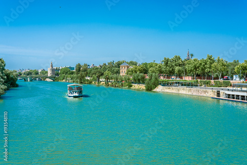 Views of the Guadalquivir in Seville, Andalusia, Spain.