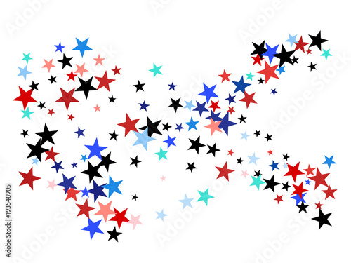 American Patriotic Deign, Vector Blue, Red, White Stars Confetti. Labor, Independence, Memorial Day, 4th of July Election Frame. American Patriotic Design, UK, Australia Freedom Falling Stars Texture.