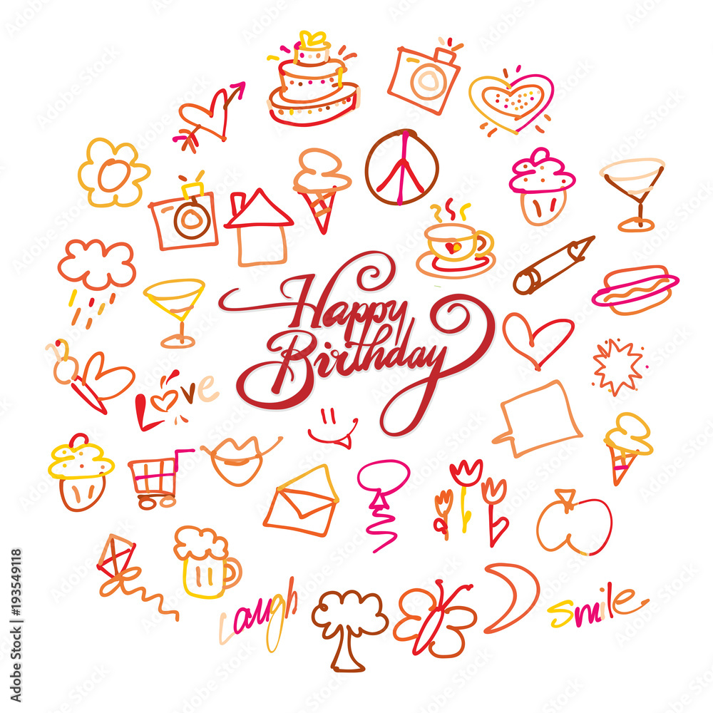 Happy birthday lettering and doodles