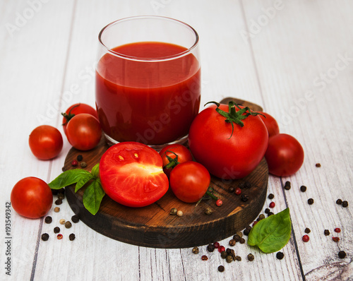 Glass with tomato juice