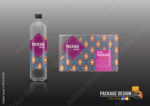 Package design, label & bottles for drinks, mock up, Vector illustration