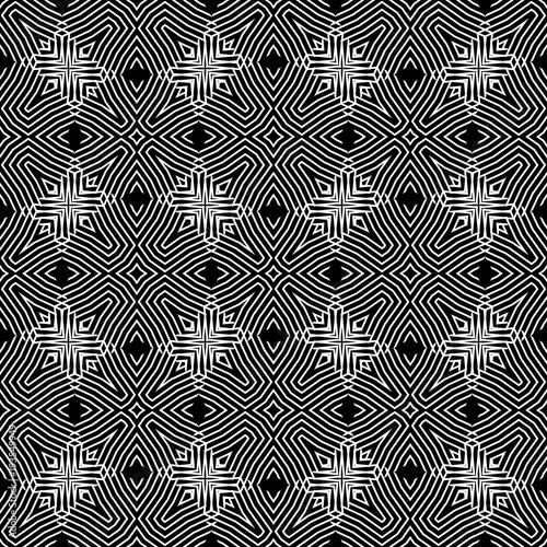 Modern stylish texture. Repeating geometric tiles, linear grid. Contemporary graphic design. Odered background. Black and white tile. Vector seamless pattern. photo