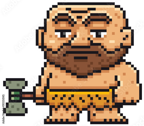 Vector illustration of Cartoon Caveman - Pixel design