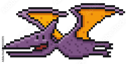 Vector illustration of Cartoon Dinosaur - Pixel design